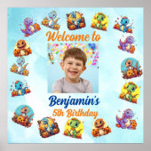 Spooky Baby Dinosaur Theme Kids Verjaardagsfeest Poster (Voorkant)