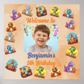 Spooky Baby Dinosaur Theme Kids Verjaardagsfeest Poster (Voorkant)