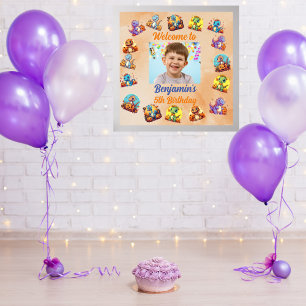 Spooky Baby Dinosaur Theme Kids Verjaardagsfeest Poster