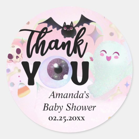 Spooky Baby shower Dank u Cadeau Labels (Voorkant)