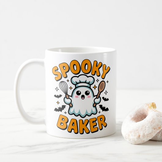 Spooky Baker - Schattige Ghost Halloween Baking Koffiemok (Met donut)