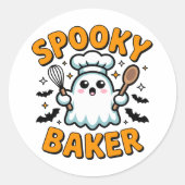 Spooky Baker - Schattige Ghost Halloween Baking Ronde Sticker (Voorkant)