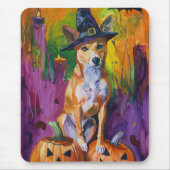 Spooky Basenji Halloween heks en pompoen Muismat (Voorkant)