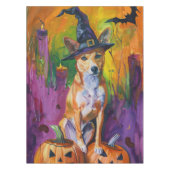 Spooky Basenji Halloween heks en pompoen Tafelkleed (Voorkant)