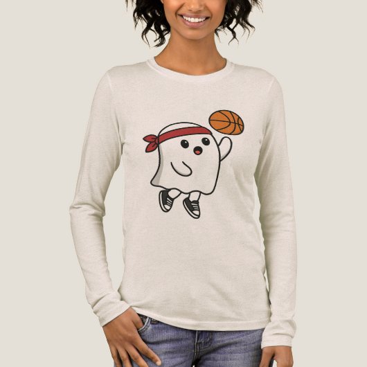 Spooky Basketball Ghost Tri-Blend Shirt (Voorkant)