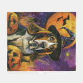 Spooky Basset Hound Halloween Witch and Pumpkin Fleece Deken (Voorkant (Horizontaal))