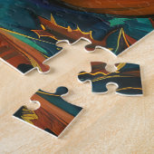 Spooky Basset Hound Halloween Witch and Pumpkin Legpuzzel (Zijkant)