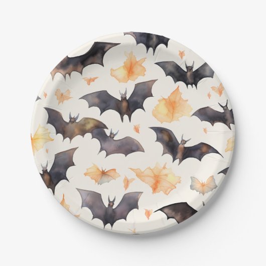 Spooky Bat Autumn verlaat Halloween Papieren Bordje (Voorkant)