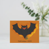 Spooky Bat Halloween Briefkaart - Oranje thema (Staand voorkant)