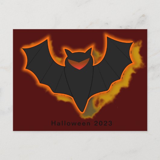 Spooky Bat Halloween Briefkaart - Rood thema (Voorkant)
