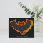 Spooky Bat Halloween Briefkaart - Zwart Thema (Staand voorkant)