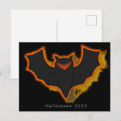 Spooky Bat Halloween Briefkaart - Zwart Thema (Voorkant / Achterkant)