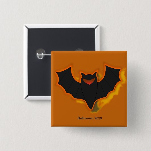 Spooky Bat Halloween Button | Oranje thema (Voorkant /achterkant)