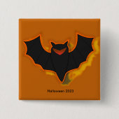 Spooky Bat Halloween Button | Oranje thema (Voorkant)