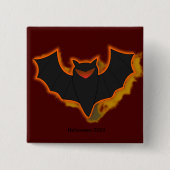 Spooky Bat Halloween Button | Rood thema (Voorkant)