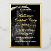 Spooky Bat Halloween Cocktail Party Gold Folie Uitnodiging (Voorkant)