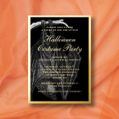 Spooky Bat Halloween Costume Party Gold Folie Uitnodiging