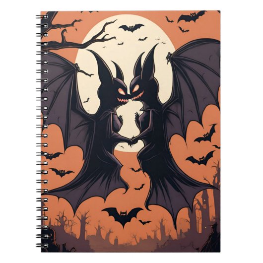 Spooky Bat Halloween Notitieboek – Gothic Volle Ma (Voorkant)