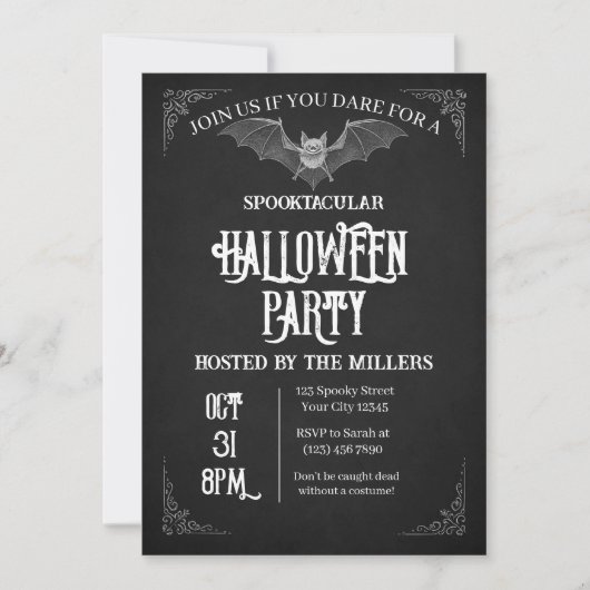 Spooky Bat Halloween Party Invitation Bedankkaart (Voorkant)
