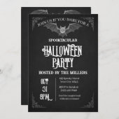 Spooky Bat Halloween Party Invitation Bedankkaart (Voorkant / Achterkant)