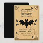 Spooky Bat Halloween Party Invitation Kaart (Voorkant / Achterkant)