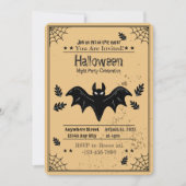 Spooky Bat Halloween Party Invitation Kaart (Voorkant)