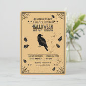 Spooky Bat Halloween Party Invitation Kaart (Staand voorkant)