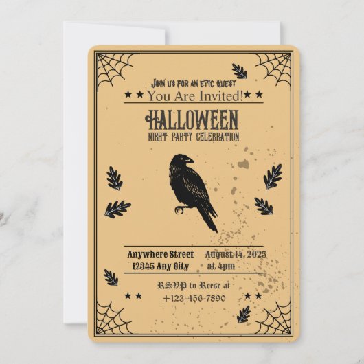 Spooky Bat Halloween Party Invitation Kaart (Voorkant)