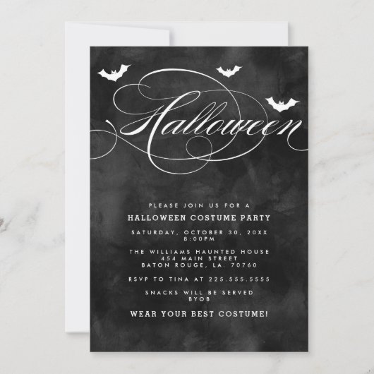 Spooky Bat Halloween Party Invitations Kaart (Voorkant)