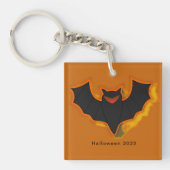 Spooky Bat Halloween Sleutelhanger | Oranje thema (Voorkant)