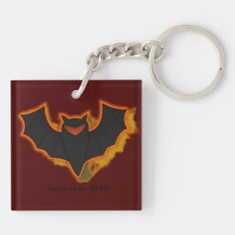 Spooky Bat Halloween Sleutelhanger | Rood thema