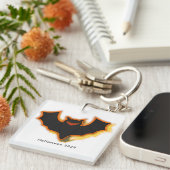 Spooky Bat Halloween Sleutelhanger | Wit thema (Voorkant Rechts)
