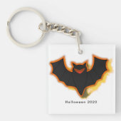 Spooky Bat Halloween Sleutelhanger | Wit thema (Voorkant)
