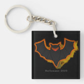 Spooky Bat Halloween Sleutelhanger | Zwart thema (Voorkant)
