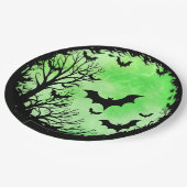 Spooky Bat Moon Green Papieren Bordje (Gekanteld)