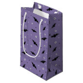 Spooky Bat & Skulls Pattern Halloween Gift Bag Klein Cadeauzakje (Voorkant Gekanteld)