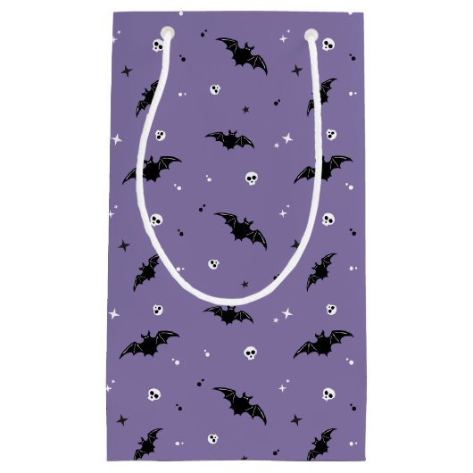 Spooky Bat & Skulls Pattern Halloween Gift Bag Klein Cadeauzakje (Voorkant)