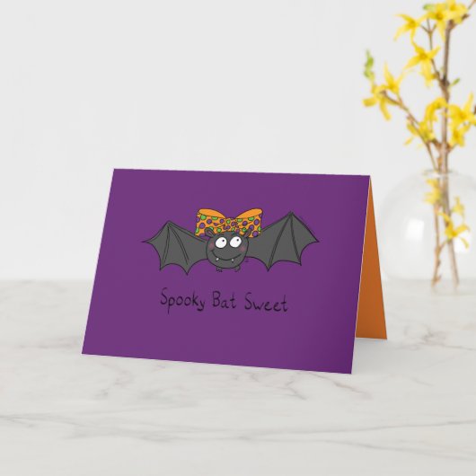 Spooky Bat Sweet - Halloween Wenskaart Kaart (Gele Bloem)