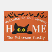 Spooky Bats and Cat Welkom bij ons thuis Halloween Deurmat (Voorkant)