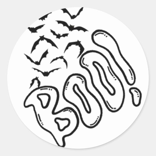 Spooky Bats en Boo Halloween Design Ronde Sticker (Voorkant)