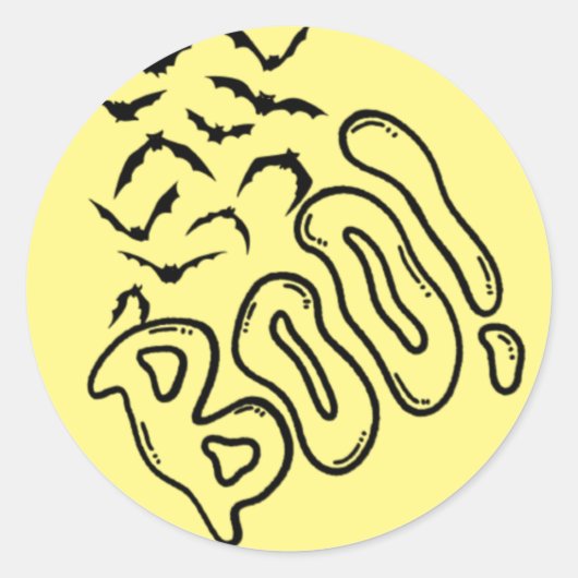Spooky Bats en Boo Halloween Design Ronde Sticker (Voorkant)