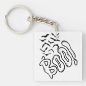 Spooky Bats en Boo Halloween Design Sleutelhanger (voorkant)