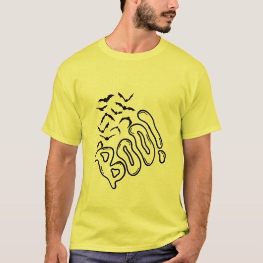 Spooky Bats en Boo Halloween Design T-shirt (Voorkant)