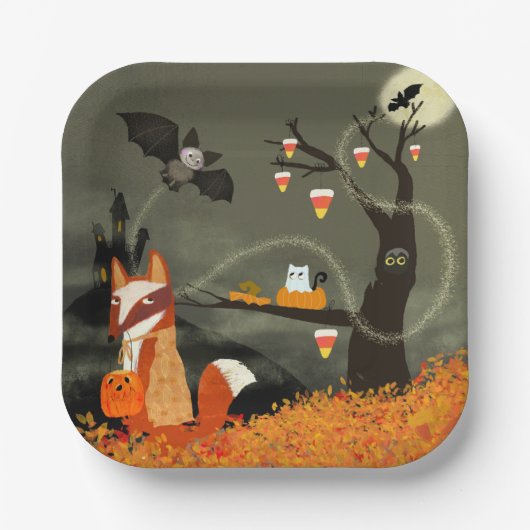 Spooky Bats en Fox Halloween Paper Bord (Voorkant)