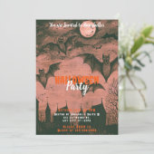 Spooky Bats en Full Moon Halloween Party Kaart (Staand voorkant)