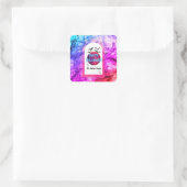 Spooky Bats familienaam Kleurrijke Happy Halloween Vierkante Sticker (Tas)