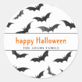 Spooky Bats gepersonaliseerd Happy Halloween Ronde Sticker (Voorkant)