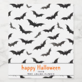 Spooky Bats gepersonaliseerd Happy Halloween Wijn Etiket (Enkel label)