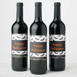 Spooky Bats gepersonaliseerd Happy Halloween Wijn Etiket