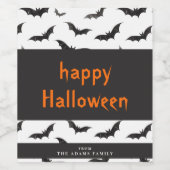 Spooky Bats gepersonaliseerd Happy Halloween Wijn Etiket (Enkel label)